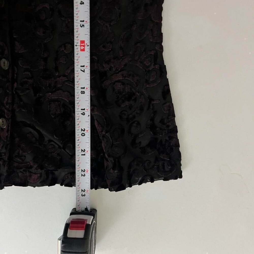 y2k dark brown boho whimsygoth grunge sheer button up top - Picture 8 of 8